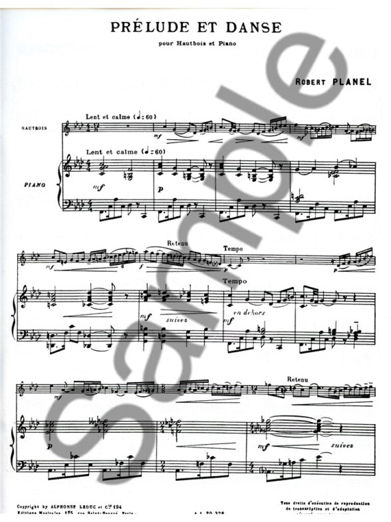 Planel Robert - Prelúdio e dança - Oboé & Piano
