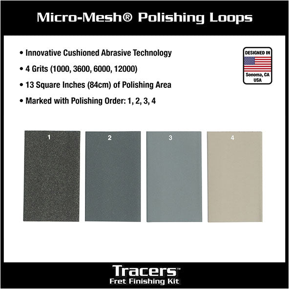 MN860 TRACERS FRET FINISHING KIT WITH 4 MICRO-MESH POLISHING LOOPS AND CASE