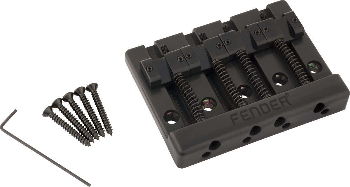 Fender Conjunto de ponte para baixo de 4 cordas HiMass com selas de latão Preto
