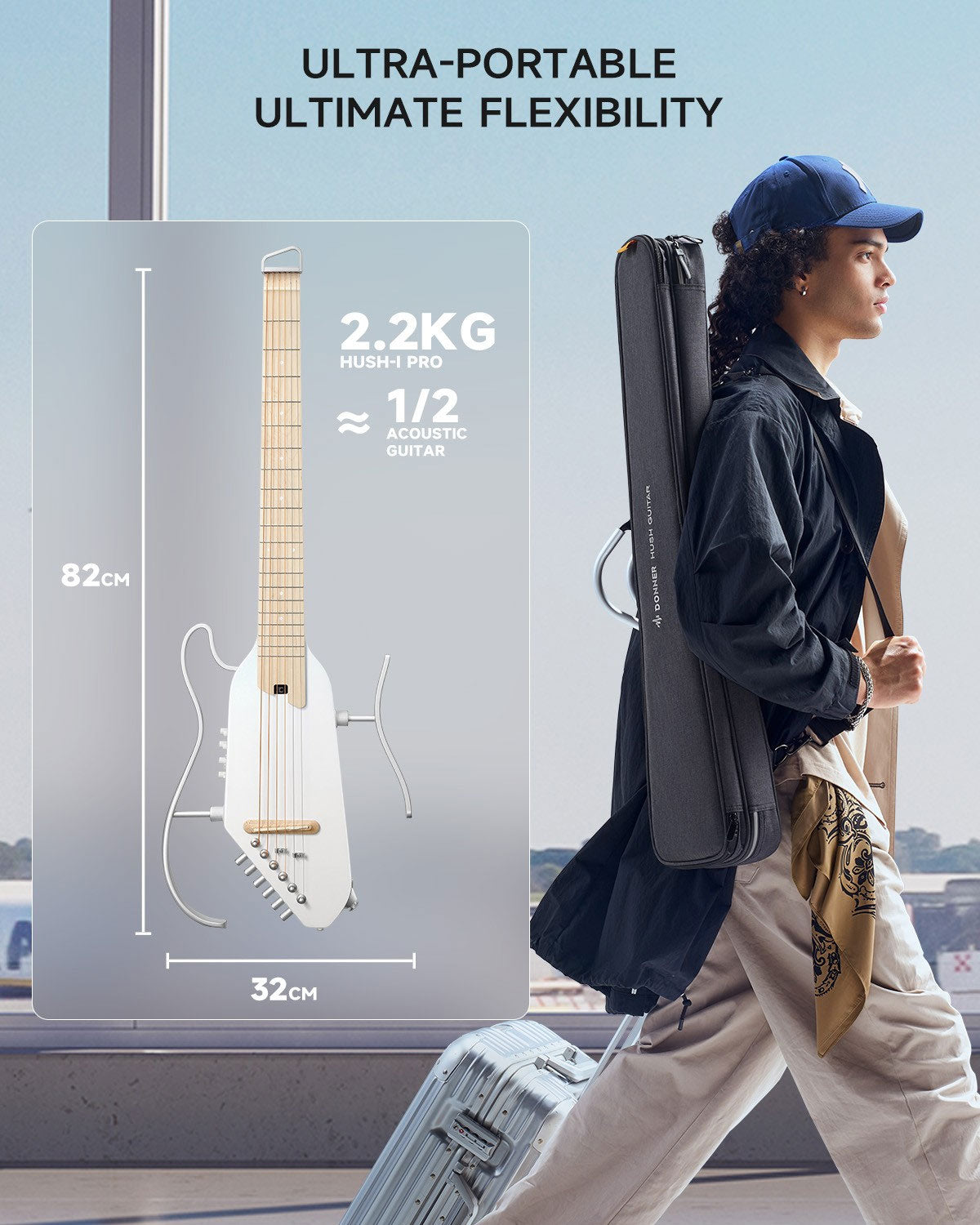 HUSH-I Pro Travel Guitar Branco