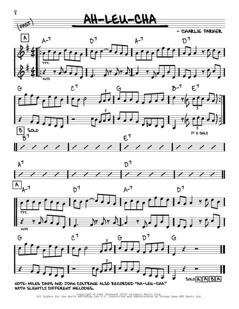 O verdadeiro livro de bebop - Instrumentos em Sib