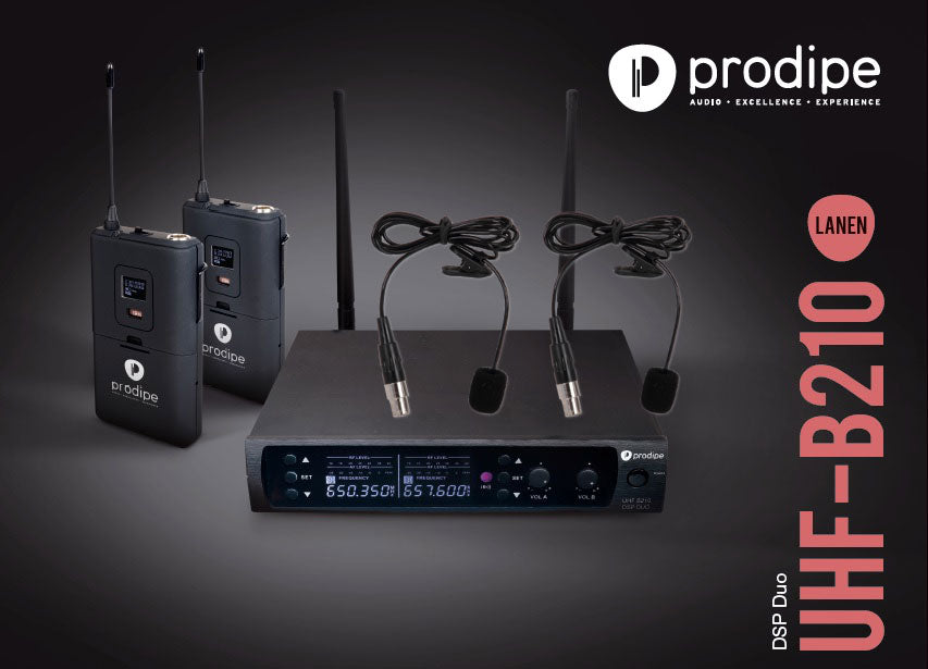 Prodipe UHF B210 DSP Microfone de lapela Duo