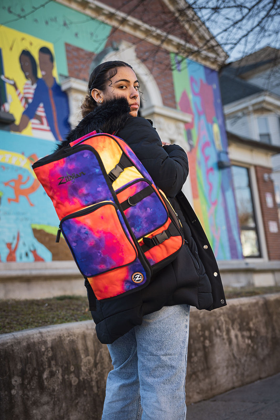 Mochila de Estudante Orange Burst