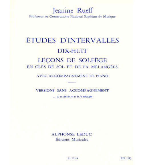 RUEFF - ETUDES D INTERVALLES. 8 LECONS DE SOLFEGE 2 CLES VERSION A SANS ACCT