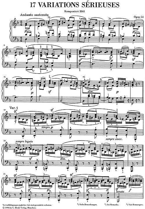 Mendelssohn B F. - Variações sérias Op. 54