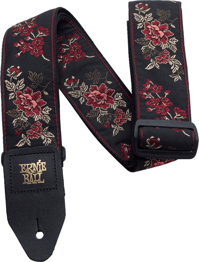 RED ROSE JACQUARD GUITAR STRAP