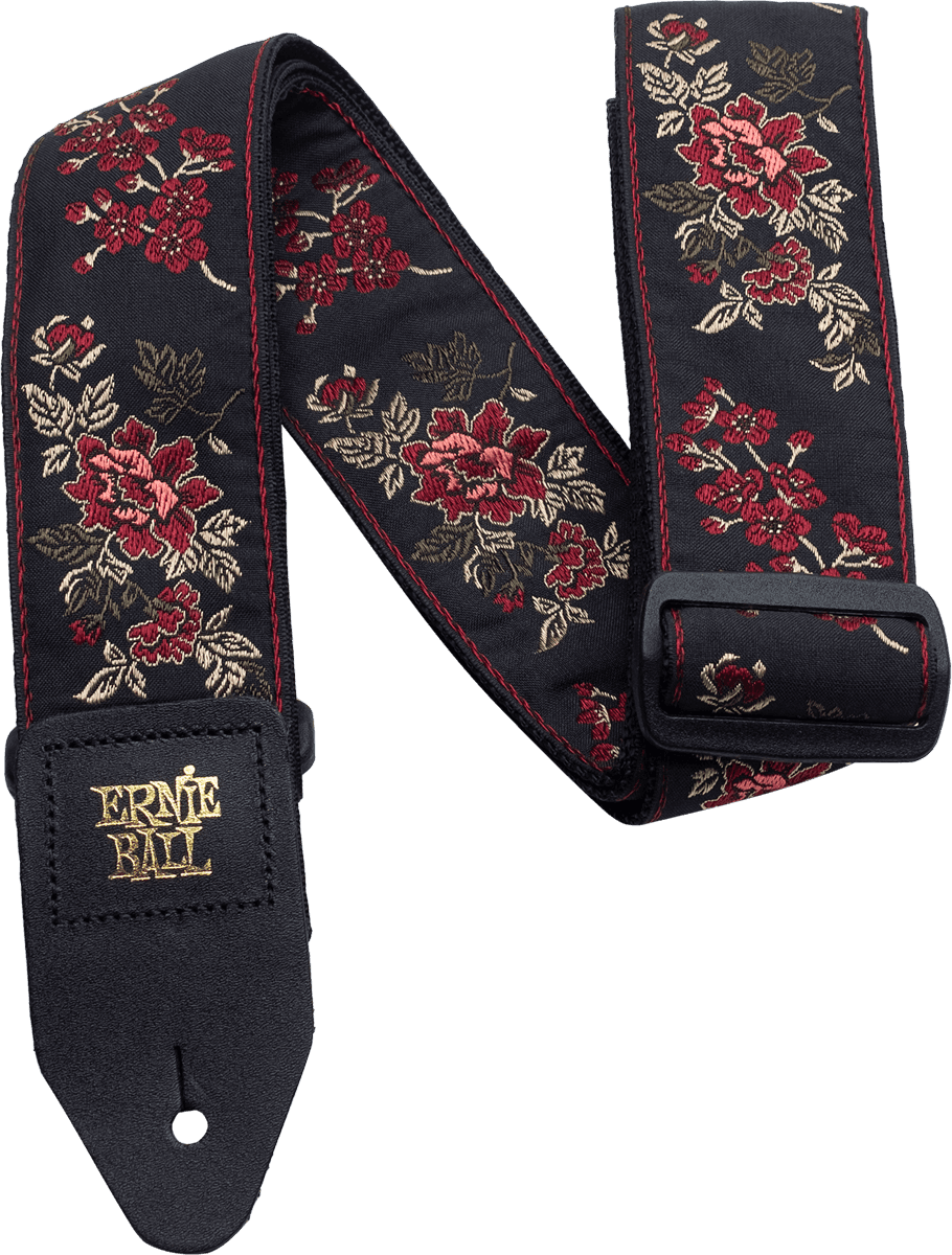 RED ROSE JACQUARD GUITAR STRAP