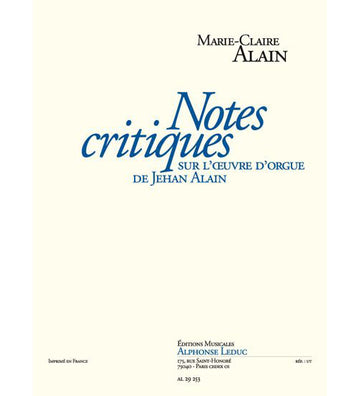 Notas críticas sobre a obra para órgão de Jehan Alain
