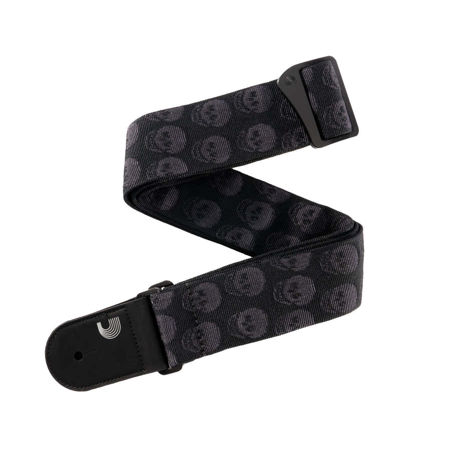 Correia de Guitarra Entrançada Skulls Black Tubular