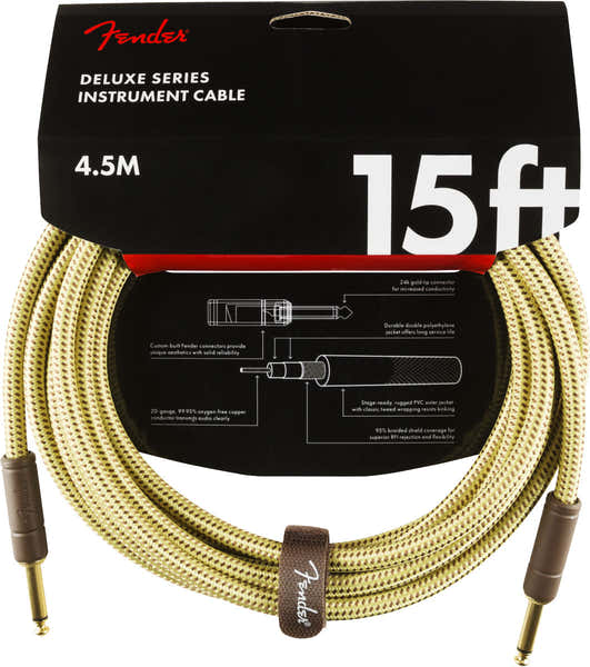 Fender DELUXE INSTRUMENT CABLE STRAIGHT/STRAIGHT 15' TWEED