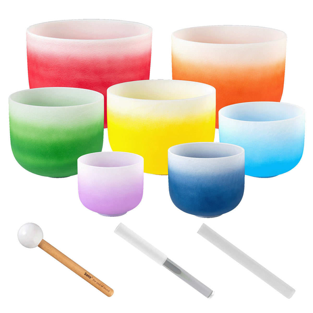 Sela Percussion Conjunto de taças sonoras de cristal para chakras 432 Hz