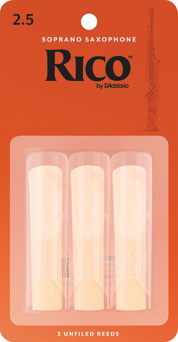 RIA0325 - RICO PALHETAS SAXOFONE SOPRANO FORCE 2.5 BOX OF 3