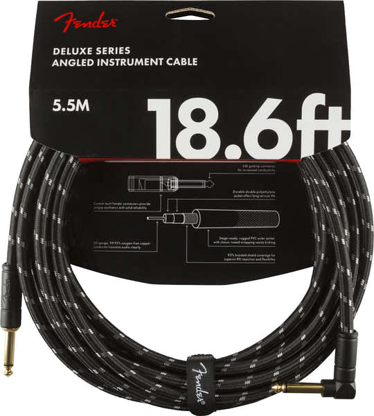 Fender DELUXE INSTRUMENT CABLE STRAIGHT/ANGLE 18.6' BLACK TWEED