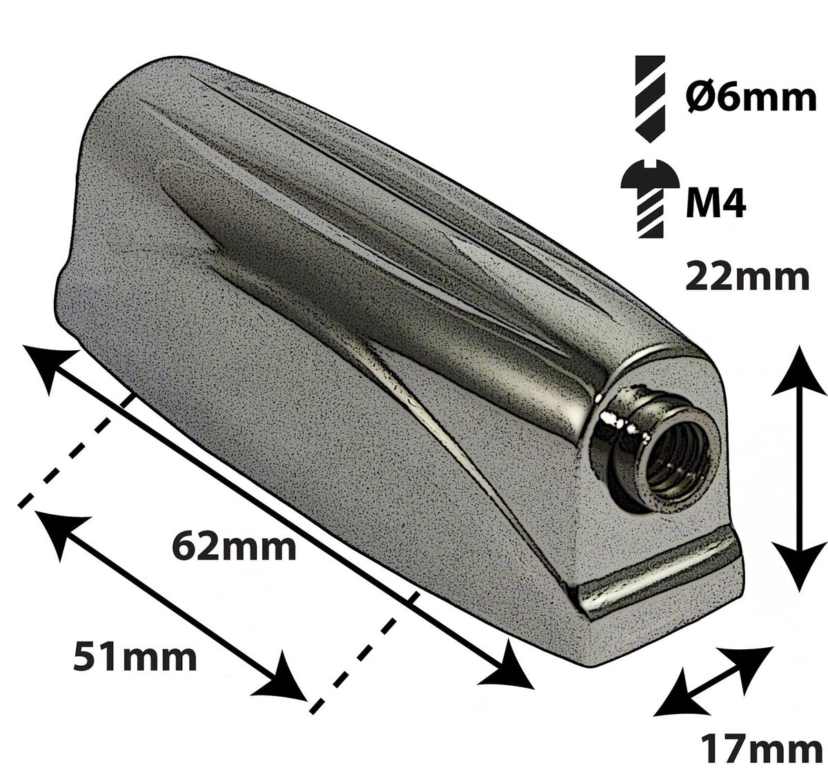 L6SD-BK - SNARE DRUM LUG - BLACK - 51MM (X1)