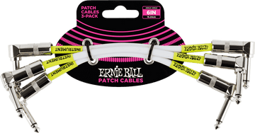 Cabos de Instrumento Patch Pack de 3 - Angulado - 15CM Branco