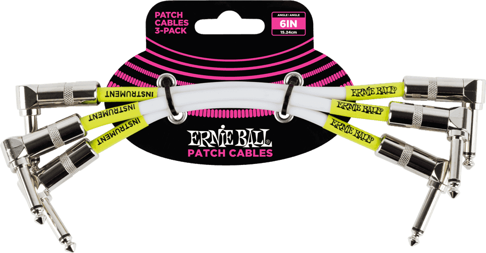Cabos de Instrumento Patch Pack de 3 - Angulado - 15CM Branco