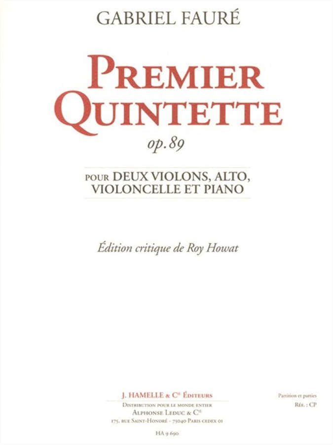 Faure Gabriel - Quintette N°1 Op.89 - Conducteur & Parties