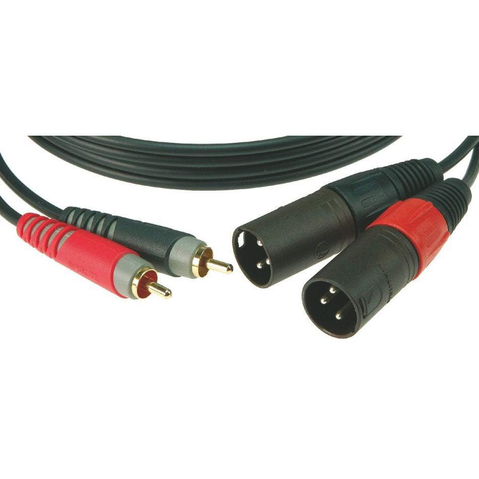 TWINCABLE BLACK 3M 2X RCA - 2X XLR 3 MALE