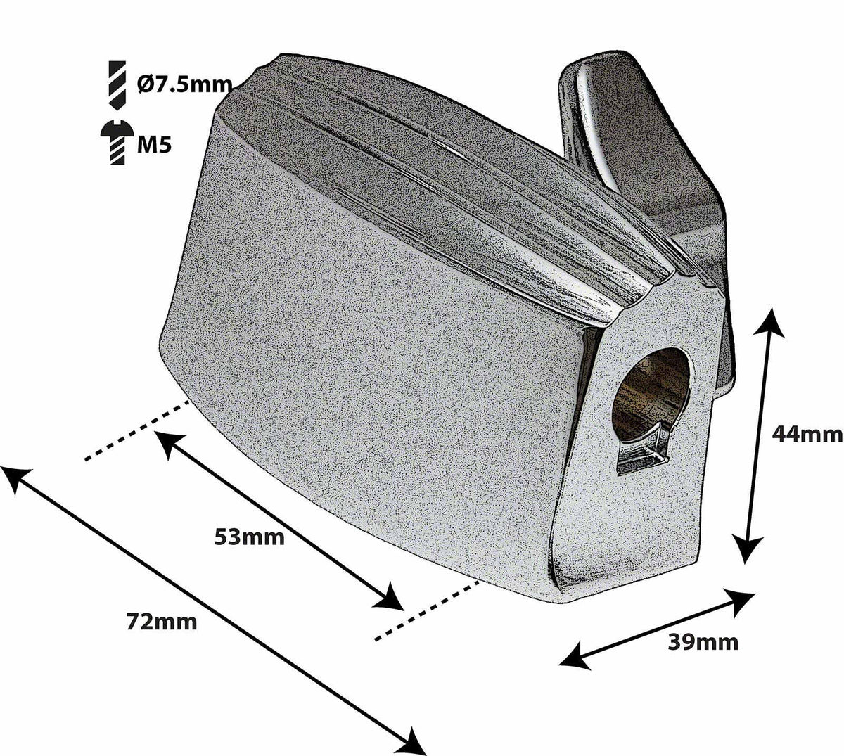 TB7 - TOM / FLOOR TOM BRACKET 9.5-10.5MM LEGS - 53MM (X1)