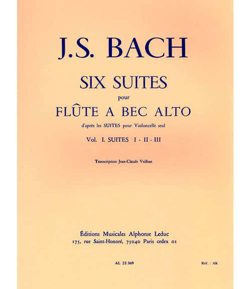 Bach J.s./veilhan J.C. - 6 Suites D'apres Les Suites Pour Violoncelle Vol. 1 - FLB Alto