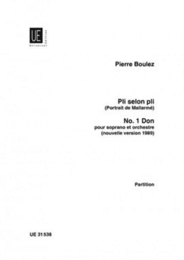 Boulez Pierre - Pli Selon Pli N°1 Don - Partitura