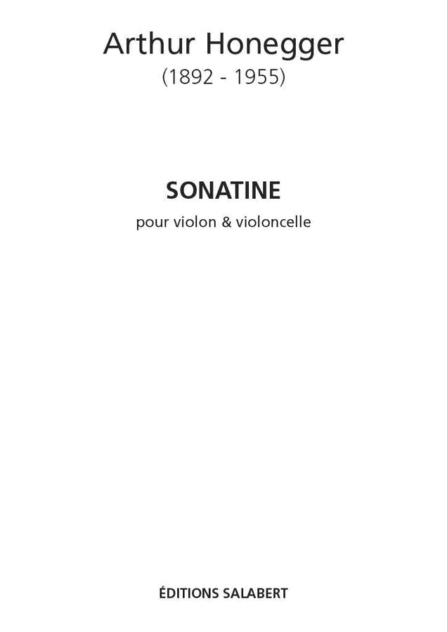 HONEGGER A. - Sonatina - Violino e violoncelo