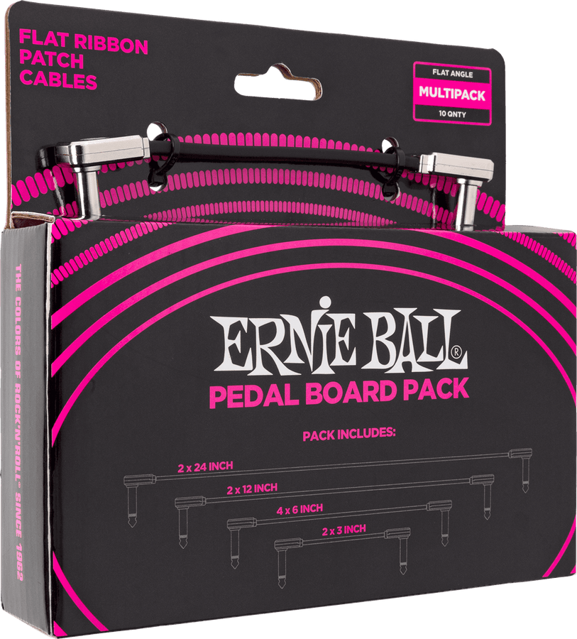 Pack de Pedalboard - 10 Patch em 4 Comprimentos Mistos- Angulado Fino & Plano