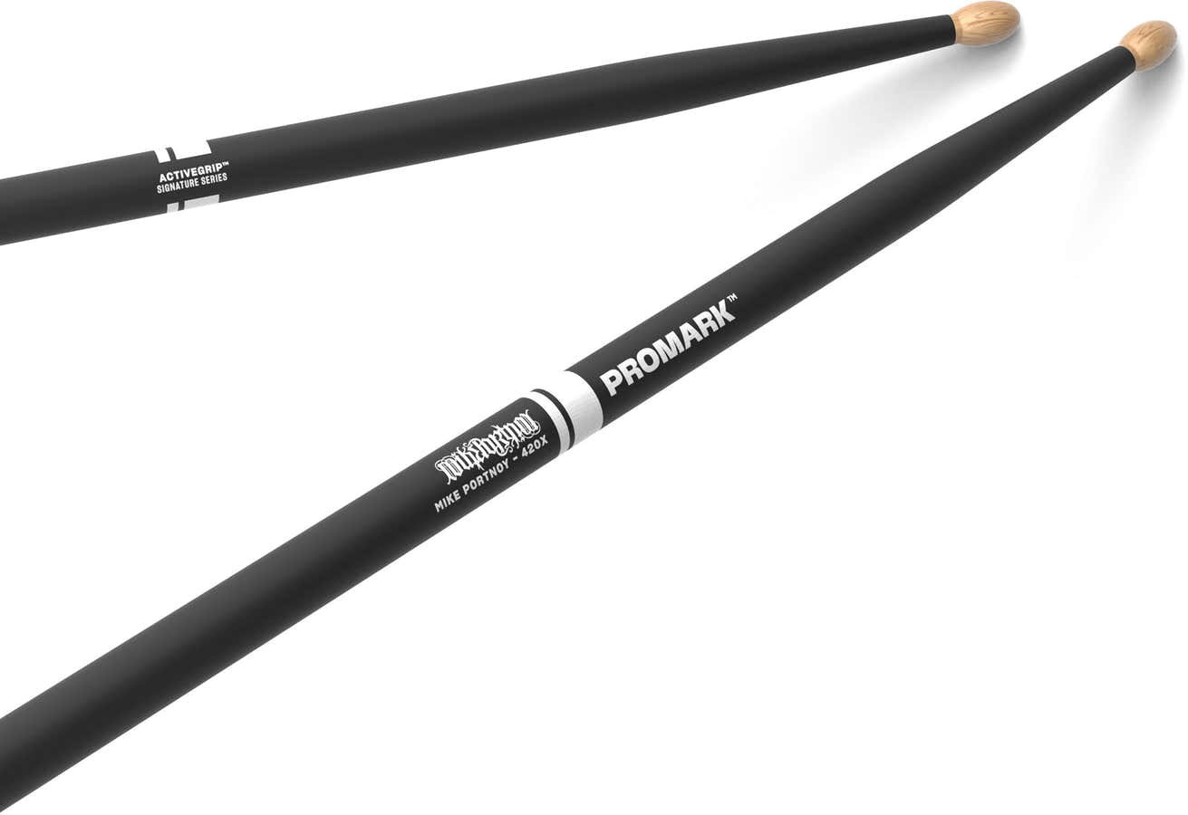 TXMP420XW-AG - Baquetas de hickory com ponta oval Mike Portnoy ActiveGrip 420X