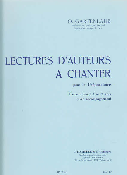 Gartenlaub Odette - Leituras de autores para cantar preparatório (1 ou 2 vozes) com acompanhamento