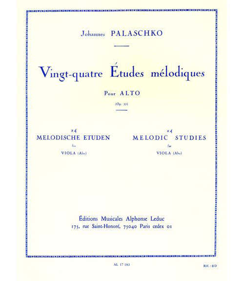 PALASCHKO - 24 ETUDES MELODIQUES - ALTO