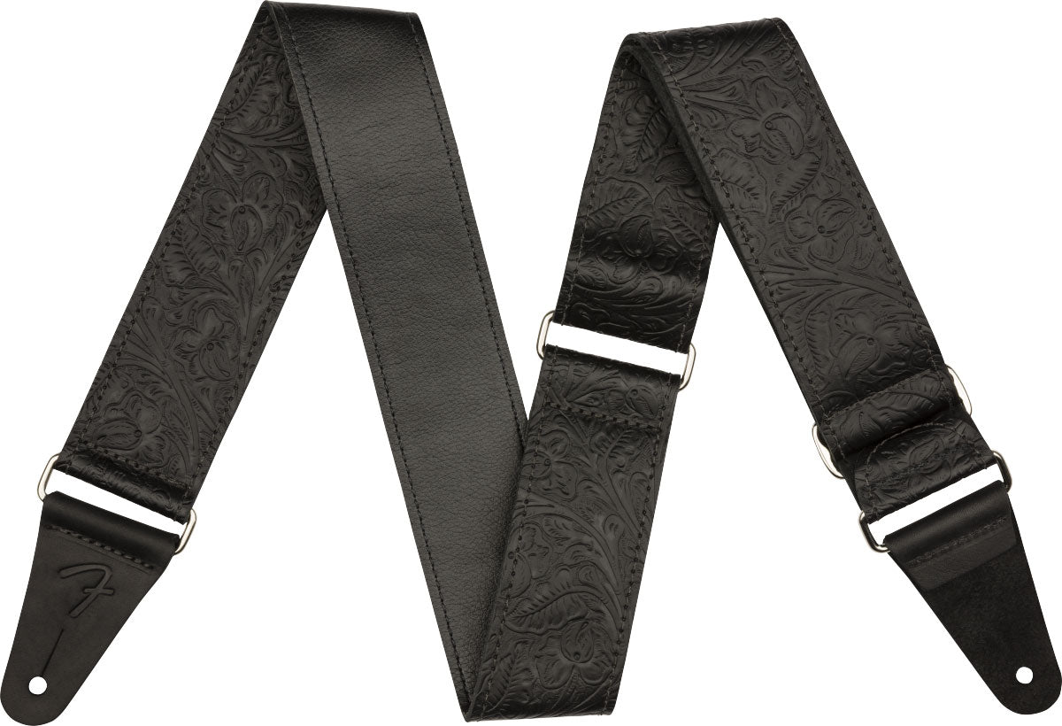 Fender TOOLED LEATHER GUITAR STRAP 2" BLACK
