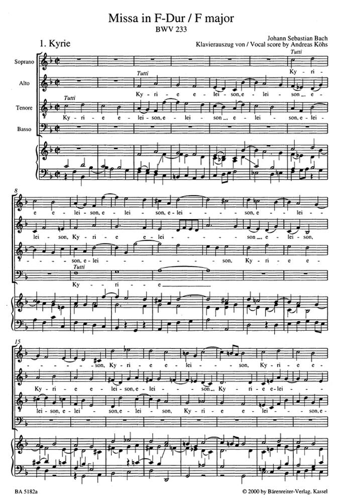 J.S. - Missa em Fa maior Bwv 233 Missa luterana - Redução coral piano