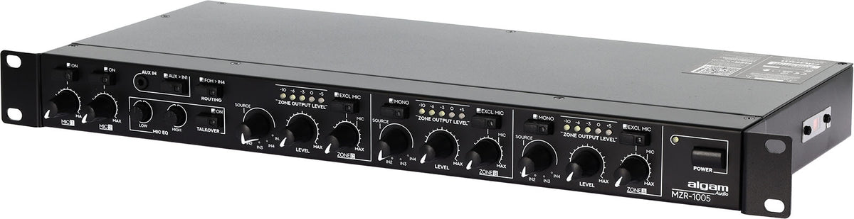 MZR 1005 - rack-mountable 5-input stereo mixer/zone 3 zones