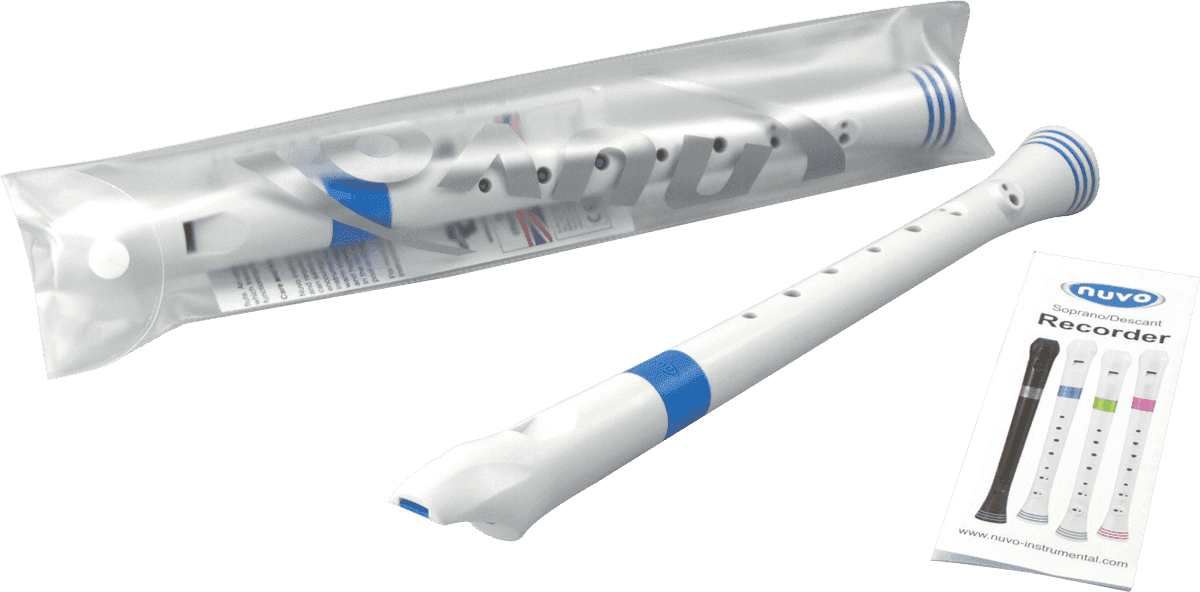 Nuvo Flauta De Bisel Soprano Branca E Azul