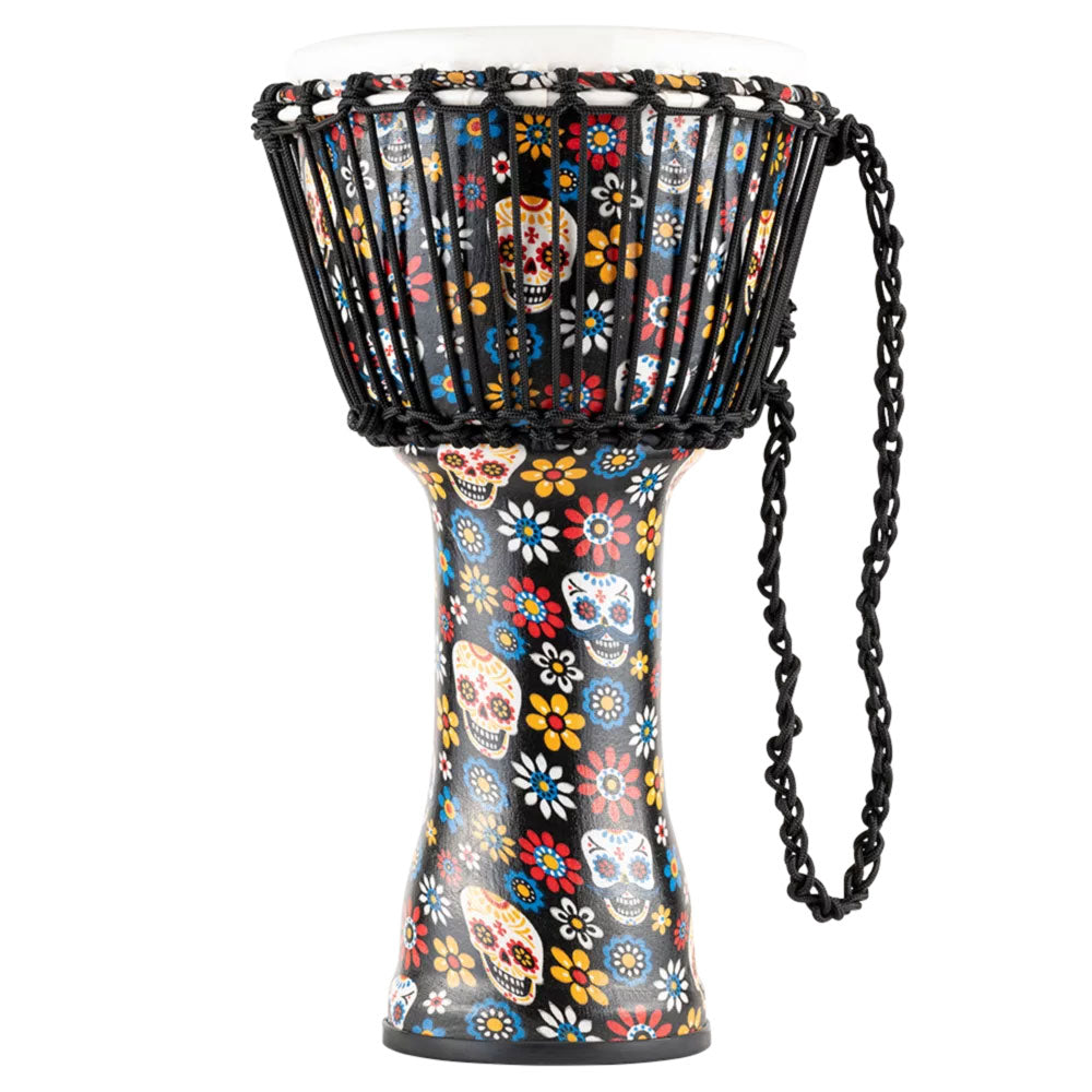 PERCUSSION 10" ROPE TUNED TRAVEL SERIES DJEMBE SYNTHETIC HEAD (PATENTED) DAY OF THE DEAD