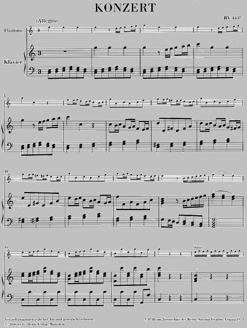 Vivaldi A. - Concerto para flautino (flauta de bisel/flauta) e orquestra em Do maior Op. 44 11 Rv 443