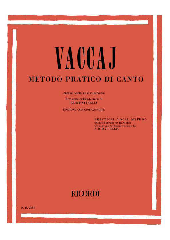 Vaccaj Metodo Pratico Di Canto (MS Ou B) Avec CD