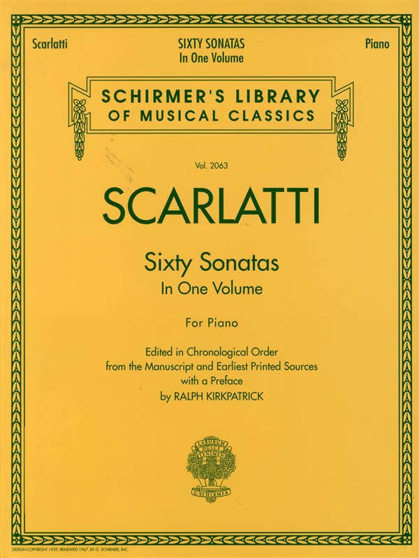 SCARLATTI - SIXTY SONATAS IN ONE VOLUME FOR PIANO - 1 AND 2 - PIANO SOLO