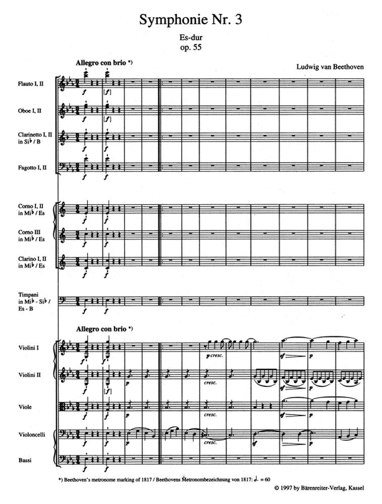 Beethoven L.V. - Symphonie N°3 "eroica" ES-dur Op.55 - Partitura de bolso