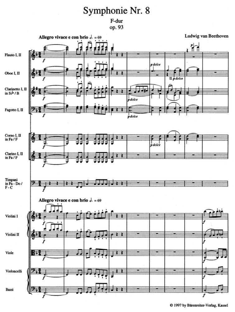 Beethoven L.V. - Symphonie NR. 8 In F-dur F-dur Op. 93 - Conducteur Poche