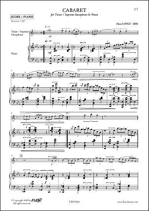 Lopez A. - Cabaret - Saxofone Tenor Ou Soprano & Piano