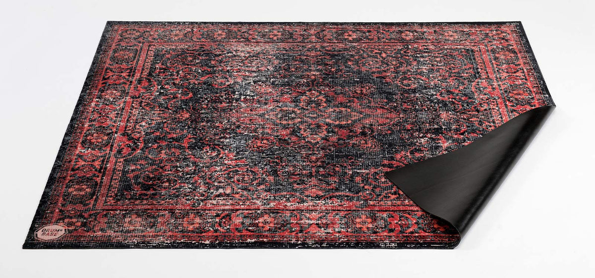 Tapete Vintage Persian 1.85 X 1.60M Antiderrapante - Preto Vermelho