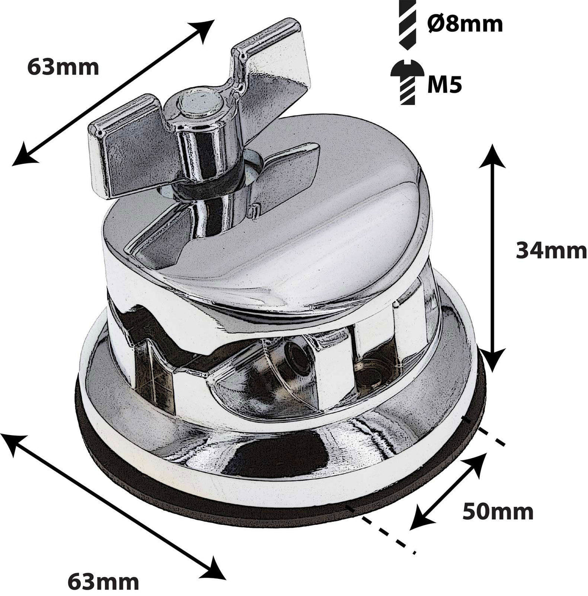 TB10 DELUXE ROUND TOM FLOOR TOM BRACKET 50MM X1