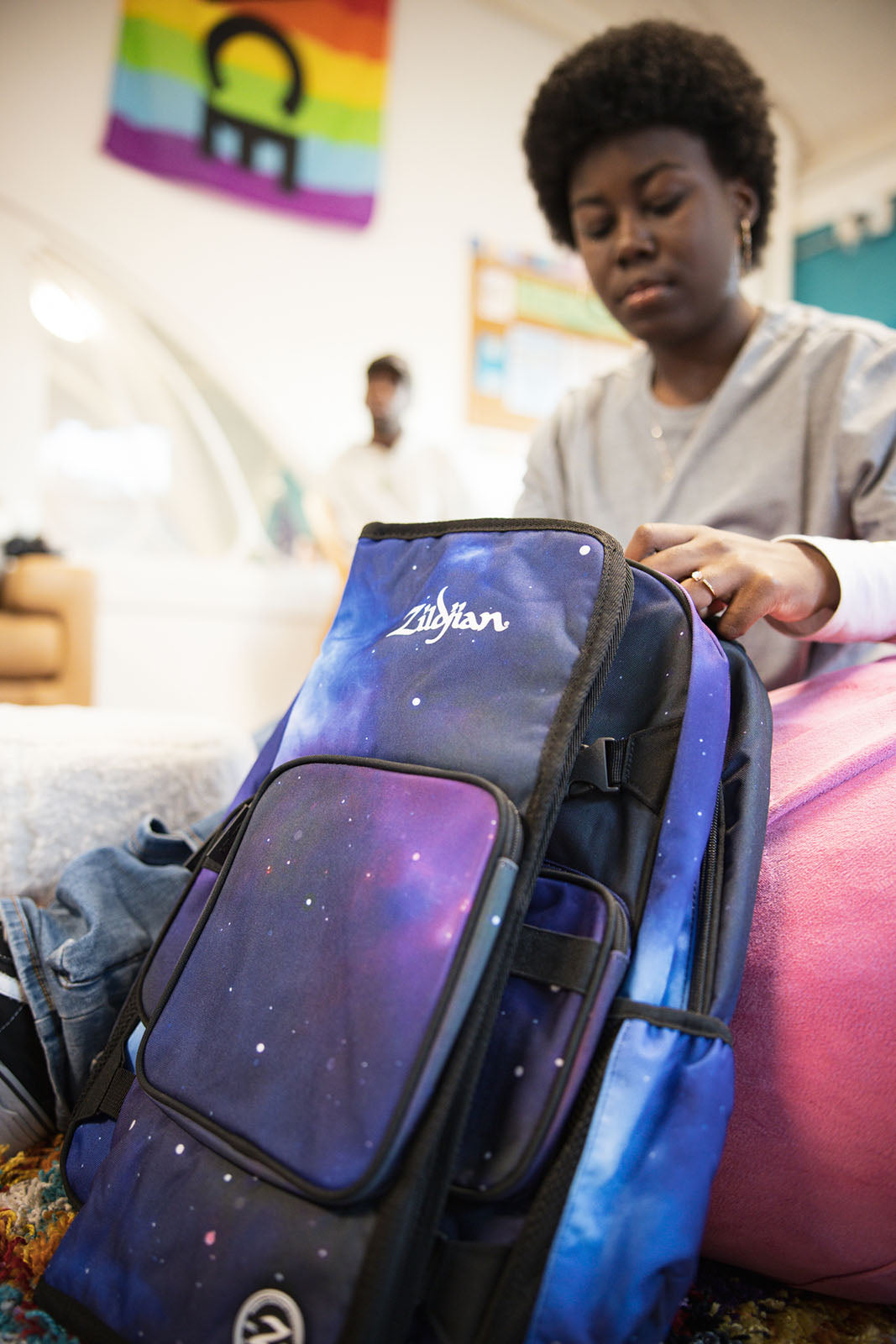 Mochila de Estudante Purple Galaxy