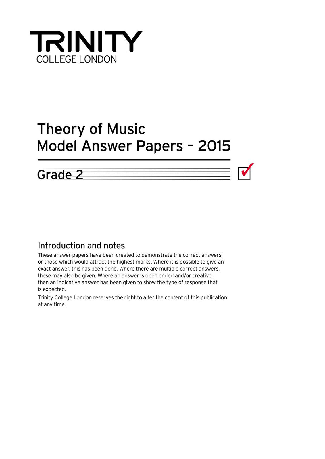Trinity Guildhall Trinity College London Theory Model Answers Paper (2015) Grade 2 (all Instruments)