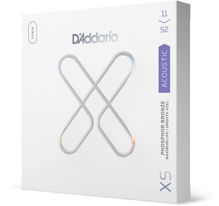 D'ADDARIO XSAPB1152-3P 11-52 CUSTOM LIGHT XS PHOSPHOR BRONZE COATED 3-PACK