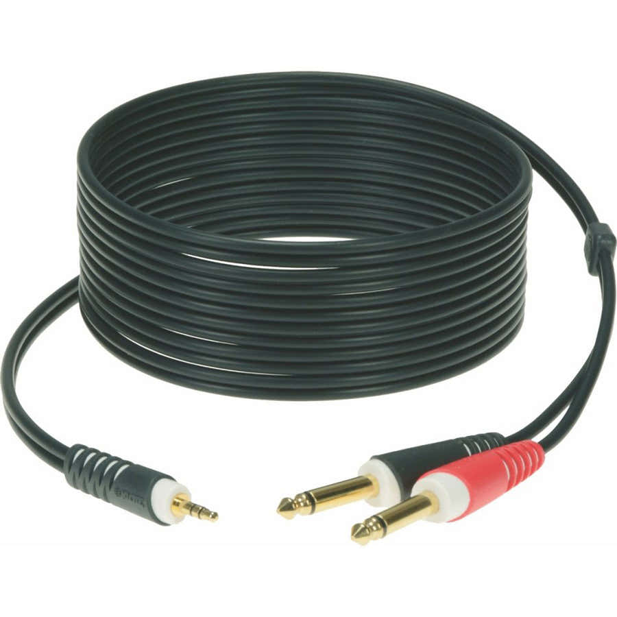 CABLE Y BLACK 2M MINI JACK 3P - 2X JACK 2P GOLD CONTACT