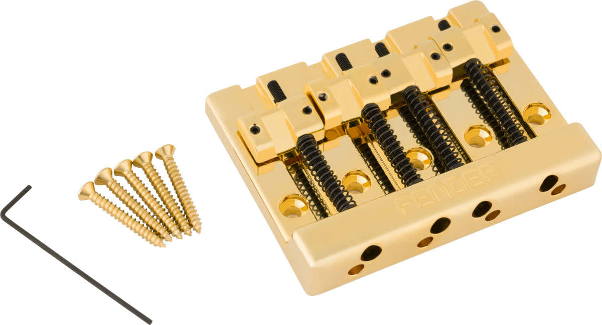 Fender Conjunto de ponte para baixo de 4 cordas HiMass com selas de zinco Dourado