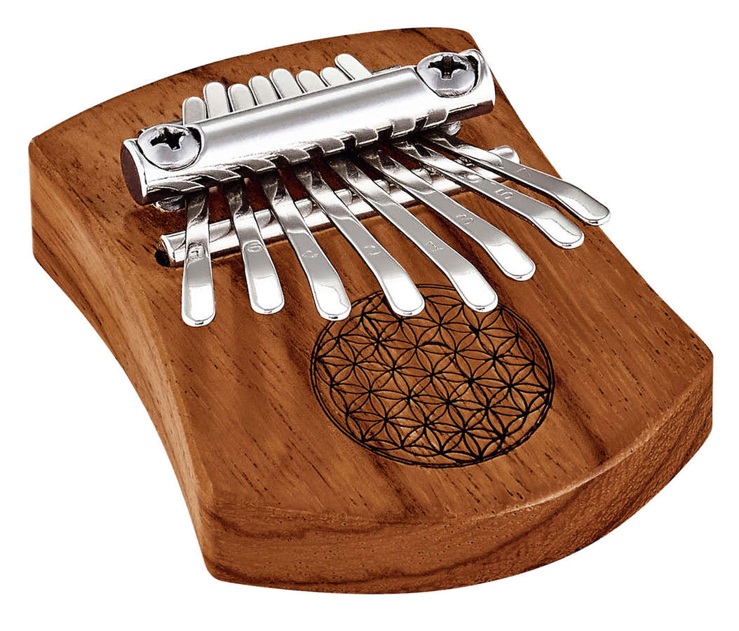 MEINL SONIC ENERGY MINI KALIMBA 8 NOTES RED ZEBRAWOOD FLOWER OF LIFE