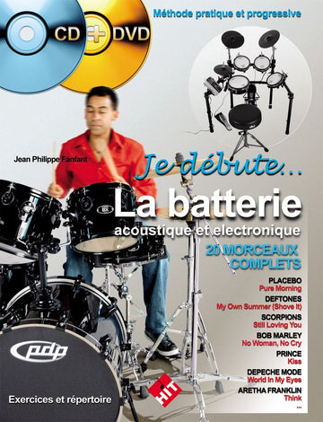 Começo a tocar bateria acústica e eletrónica + CD + DVD